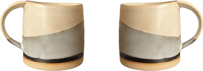 Well Covered & Green Original Day Glazed Ceramic Coffee Mug Set - 2 Vintage Japanese Style Cappucino Coffee Mugs - Stoneware Mug & Matcha Cup Gift Set - 2 x White, 12oz