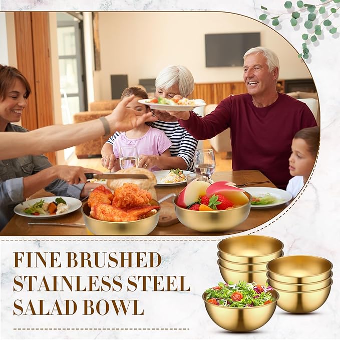 Nuogo 10 Pcs Stainless Steel Mixing Bowls Decorative Esthetician Bowls for Thanksgiving Christmas First Holy Communion Wedding Baking Prepping Serving Facial Salad Fruit Candy(4.7 Inch,Gold)