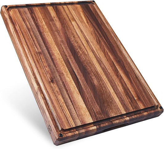 Sonder Los Angeles, Made in USA, Large Thick Edge Grain Walnut Wood Cutting Board with Non-Slip Feet, Juice Groove for Kitchen 20x15x1.5 in (Gift Box Included)