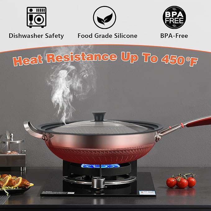 13-14-15 in Universal Lid for Oversized Pots, Pans and Skillets, Extra Large Pot Lid Tempered Glass Lid with Heat-Resistant Silicone Edge, Cookware Lids, Replacement Frying Pan Cover
