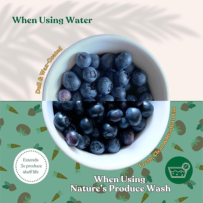Natures Produce Wash, Fruit and Vegetable Wash, Removes Unwanted Residue, Extends Produce Life, Fruit Cleaner. 16 oz Value Pack - 5 Months Supply or Makes 20+ spray bottles (16 oz)