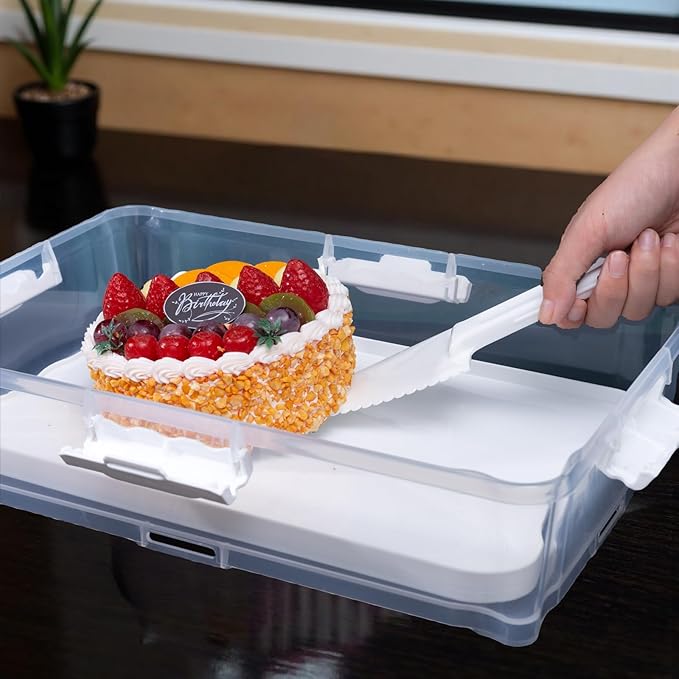 Plastic Cake and Cupcake Carrier Holder,Portable Stackable Cupcake Dessert Storage Container for Full Size 14x9 Cake Box Or 12 Count Cupcake Tray