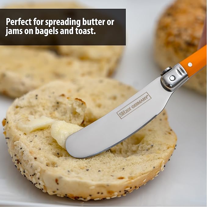 Butter Knife Set - European-Style Spreader Knife with Stainless Steel Blade - Easy Grip Colored ABS Handles - 6-Piece Set