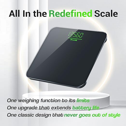 Bathroom Scale for Body Weight, Highly Accurate Digital Weighing Machine for People, Upgraded Batteries Included, Compact Size, LED Display, Physician Scale with Sturdy Tempered Glass, 400lb