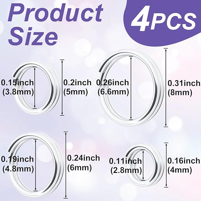 7pcs Jump Rings for Jewelry Making, 925 Sterling Silver Split Jump Ring, 6mm Small Key Rings Open Connector Closures for Necklace Bracelets Jewelry Marking