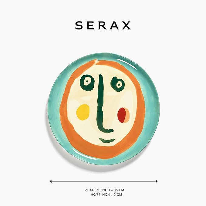 Blue Serving Plate with Face | Feast tableware by Ottolenghi | Serving Tray Dish Set for 1 | Stoneware Microwave Safe Plates | Farmhouse Kitchen and Dinnerware Sets for Home, Party