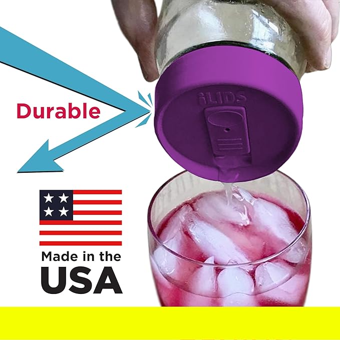 Mason Jar Drink Lid, Regular Mouth, Mulberry, Pack of 2