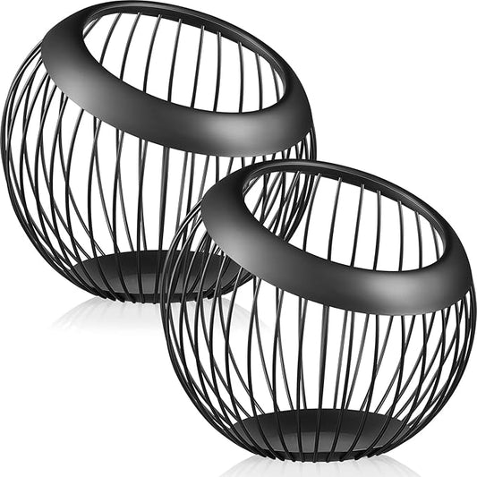 Patelai 2 Pieces Coffee Pods Holder Large Capacity Coffee Pod Baskets Stainless Steel Cup Organizer Sturdy for Espresso Capsule Pot Storage Metal Wire Fruit Bowl Snack Storage(Black)