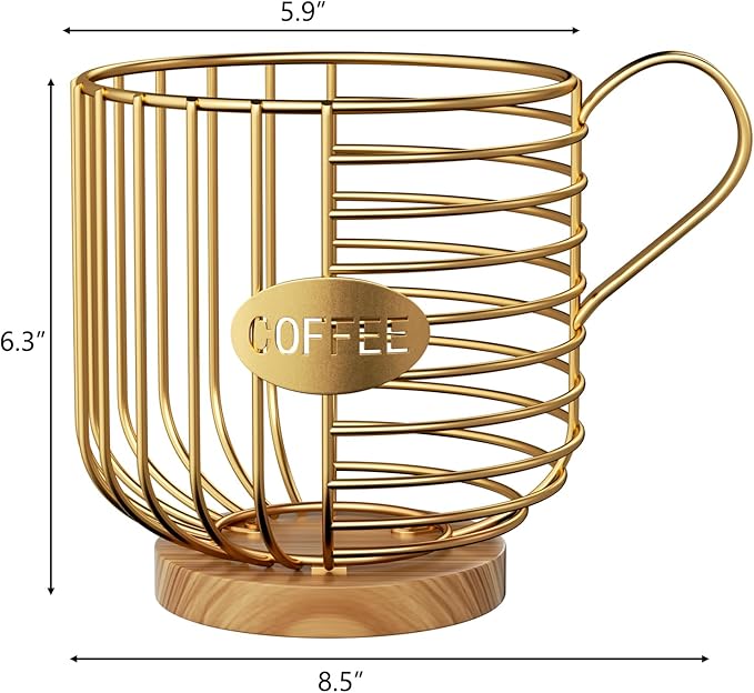 Coffee Pod Holder - Large-Capacity Metal Pod Holder, Accommodates Over 40 Espresso Capsules. Coffee Organizer, Suitable for Coffee Shops, Living Rooms, Kitchens, Bars, and Mor