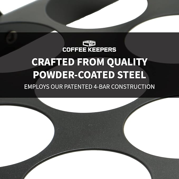 Under Cabinet K Cup Holder 24 Pods – Space-Saving Coffee Pod Holder – Keurig Pod Organizer for Small Spaces – Kcup Holder with Screws & Adhesive for Easy Installation STEEL - 13in x 10in - BLACK