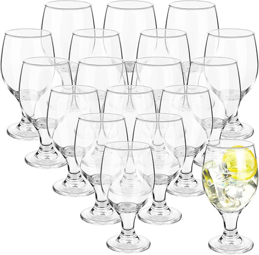 Patelai Set of 18 Clear Glasses 13.5 oz Water Goblet Glass Stemmed Water Glasses for Juice Wine Beer Tea Milk Cold Beverages Drinks Dishwasher Safe