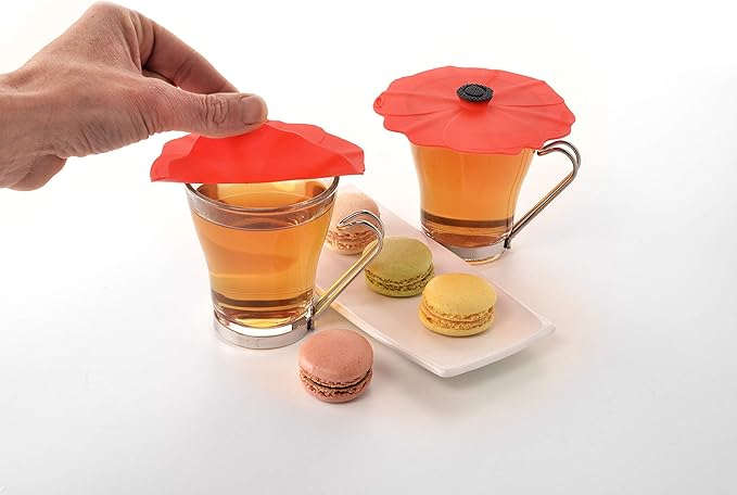 Charles Viancin - Poppy Silicone Lid for Food Storage and Cooking - Airtight Seal on Any Smooth Rim Surface - BPA-Free - Oven, Microwave, Freezer, Stovetop and Dishwasher Safe (Drink Covers)
