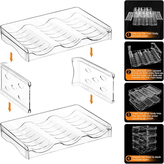 BoxedHome Plastic Water Bottle Organizer and Wine Rack Storage Holder for Inside Cabinet, Kitchen Countertop, Table Top, Pantry, Bars, Cabinets, Fridge - Clear (4 Tier 12 Containers)