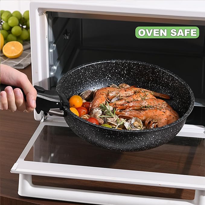 Pots and Pans Set, Nonstick Detachable Handle Cookware Set, Induction Kitchen Cookware Set with Removable Handle, Healthy Non Stick Cookware, Dishwasher ＆ Oven Safe, PFOA Free