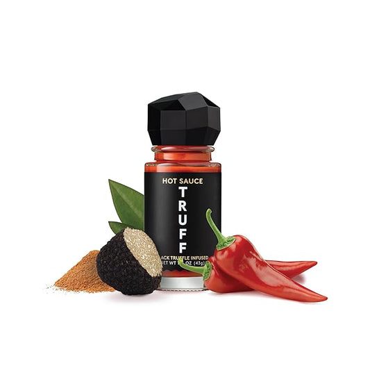 TRUFF Hot Sauce 4-Pack Mini Set, Portable Travel Bottles of Gourmet Hot Sauce, Black Truffle and Chili Peppers, Gift Idea for the Hot Sauce Fans, An Ultra Unique Flavor Experience (1.5 oz, 4 count)