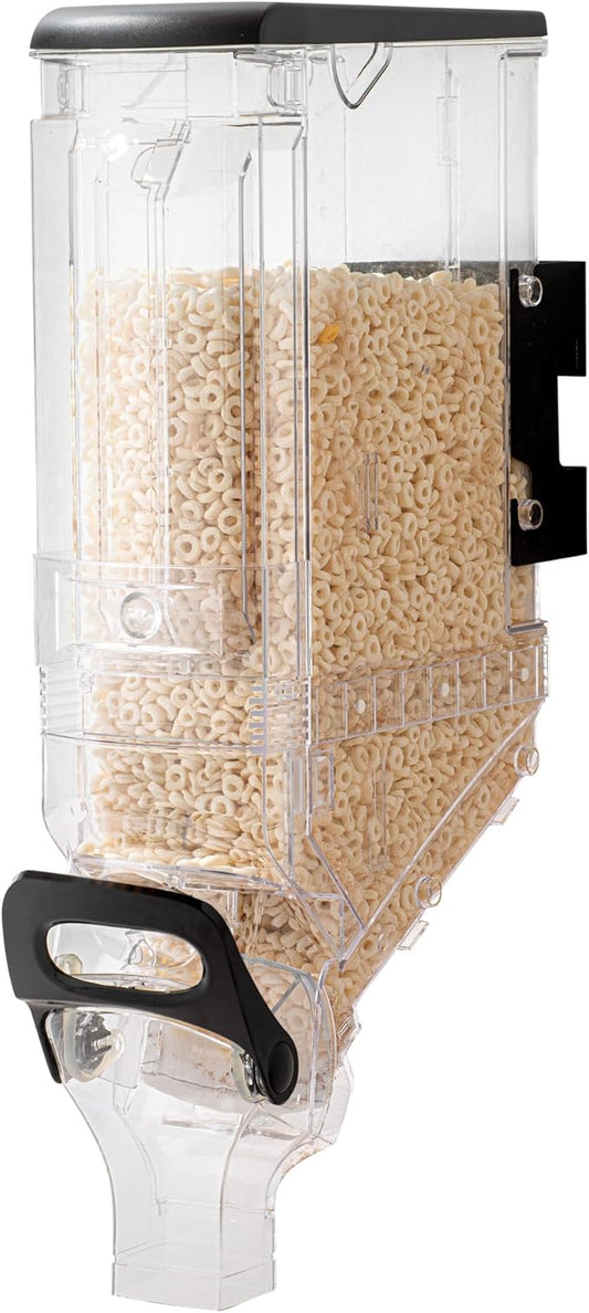 Restaurantware-Met Lux 5 Gallon Dry Food Dispenser, 1 Airtight Cereal Dispenser - Wall-Mounted, Single Control, 1 Black Plastic Grain Holder, For Snacks, Nuts, Or Coffee Beans