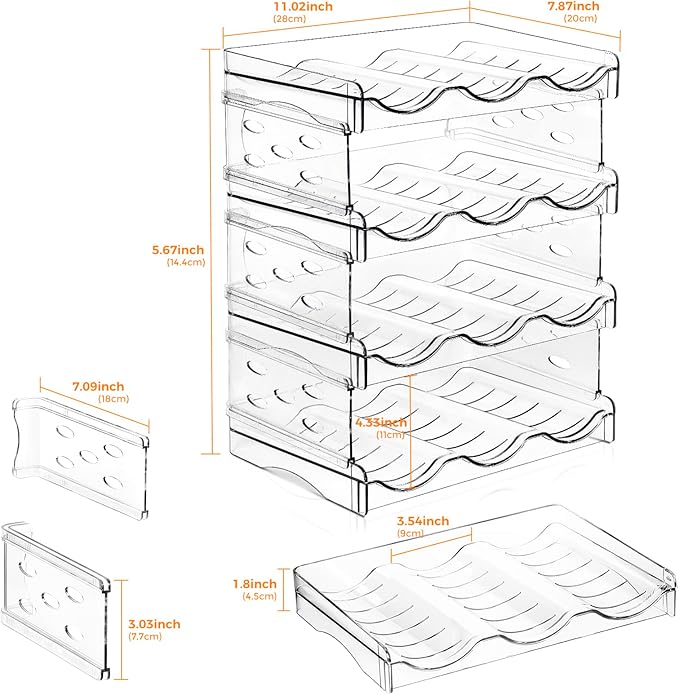 BoxedHome Plastic Water Bottle Organizer and Wine Rack Storage Holder for Inside Cabinet, Kitchen Countertop, Table Top, Pantry, Bars, Cabinets, Fridge - Clear (4 Tier 12 Containers)