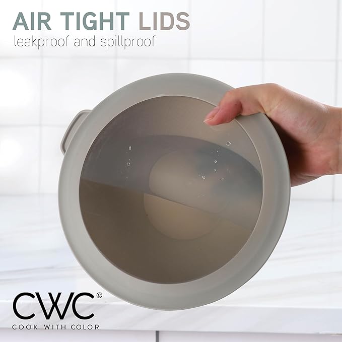 COOK WITH COLOR Mixing Bowls with Lids - 12 Piece Plastic Nesting Bowls Set includes 6 Prep Bowls and 6 Lids, Rhombus Design - Microwave Safe (Mint)