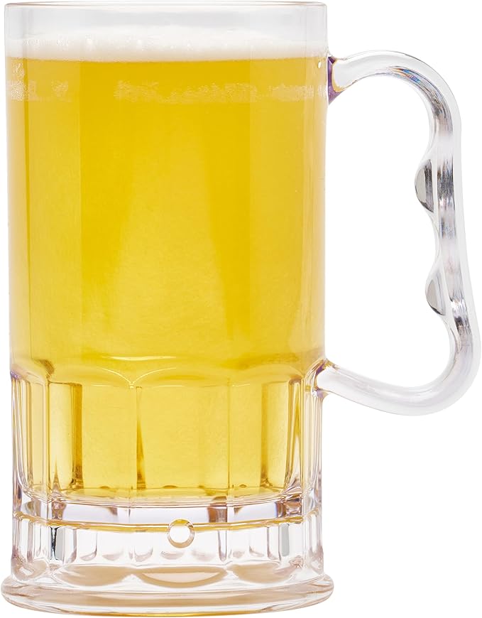 G.E.T. 00082-1-SAN-CL Shatter-Resistant Plastic Beer Mug / Stein, 10 Ounce, BPA Free (Set of 12)