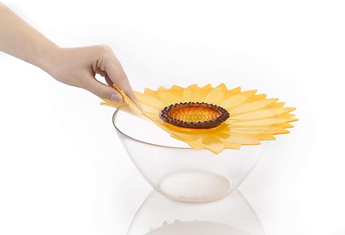 Charles Viancin - Sunflower Lid Gift-Box - Set of 4 Silicone Lids for Food Storage and Cooking - 11''/28cm + 9''/23cm + 6''/15cm + 4''/10cm - Airtight Seal on Any Smooth Rim Surface