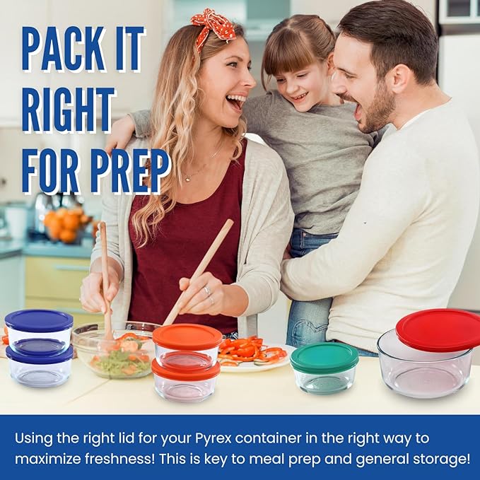 Replacement Lids for Pyrex 2-Cup Glass Food Storage Container Bowls, 5-Inch Plastic Round Lids Covers fits Pyrex 7200-PC, Airtight & Leakproof (2-Pack, Orange)