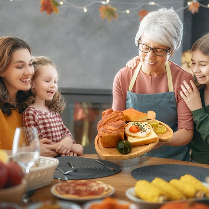AWIZOM Acorn Shape Bamboo Serving Tray Thanksgiving Wooden Serving Platter Wood Snack Cheese Charcuterie Boards Wooden Acorn Dish Plate for Halloween Autumn Harvest Party Supplies,11.22x14.17x0.59