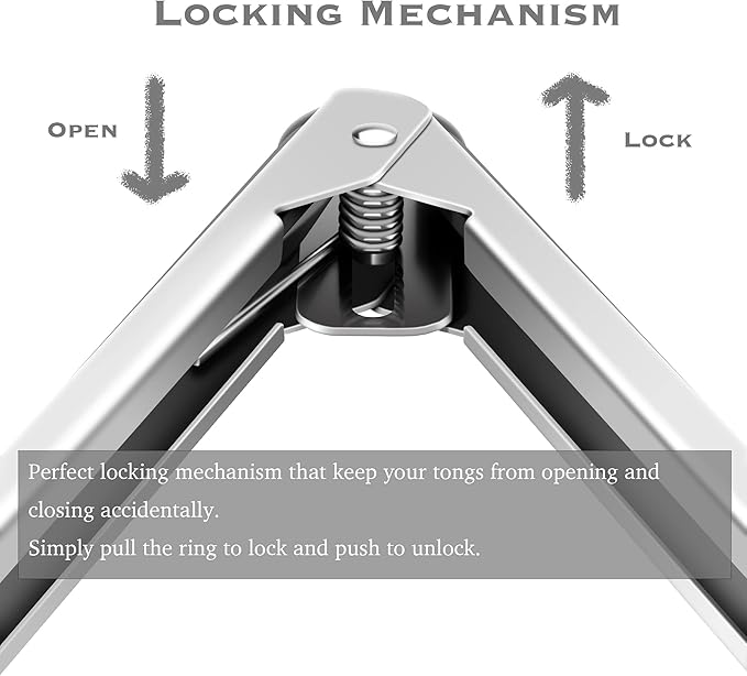2 Pack Black Kitchen Tongs, Premium Silicone BPA Free Non-Stick Stainless Steel BBQ Cooking Grilling Locking Food Tongs, 9-Inch & 12-Inch