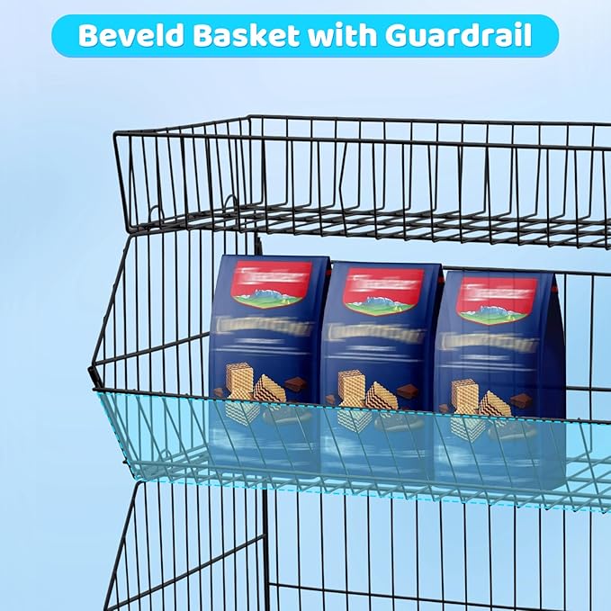 Retail Display Rack 5-Tier Market Merchandise Display Shelf Fruit Store Storage Shelf Vegetable Snack Basket Retail Store Supplies with Wheels for Home Store Market (18" D X 35" W X 55" H)