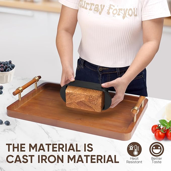 Cast Iron Bread Pan with Lid 7.5x3 Inch, Nonstick Popover Pan for Sourdough and Homemade Bread, Mini Loaf Pans with Lids, Pullman Loaf Pan for Sandwich Bread, Nonstick Baking Bread Pans