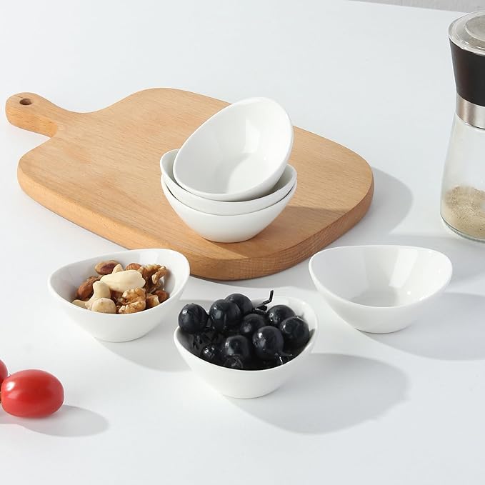 UIBFCWN 6 Pack Ceramic Dipping Bowls, 1.7 Oz Soy Sauce Dishes, White Dipping Sauce Bowls/Dishes for Tomato Sauce, Sushi, BBQ, Charcuterie Boards accessories