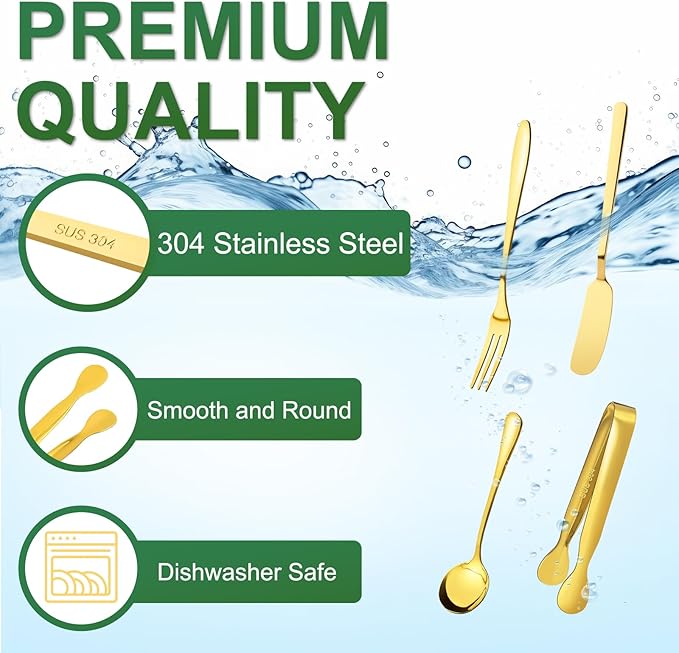 38 Pcs Charcuterie Boards Accessories, Gold Stainless Steel Charcuterie Utensils Set, Including Cheese Butter Spreader, Mini Serving Tongs, Knives, Spoons, Forks, Honey Dippers and Toothpick Flags