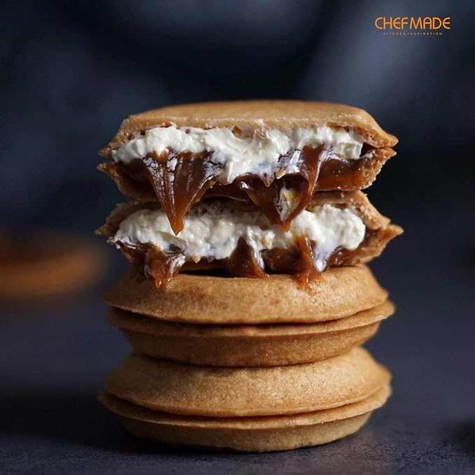 CHEFMADE Whoopie Cake Pan, 12-Cavity 2.2" Diameter Non-Stick Muffin Pan Whoopie Cookie Biscuit Bakeware for Oven Baking (Champagne Gold)