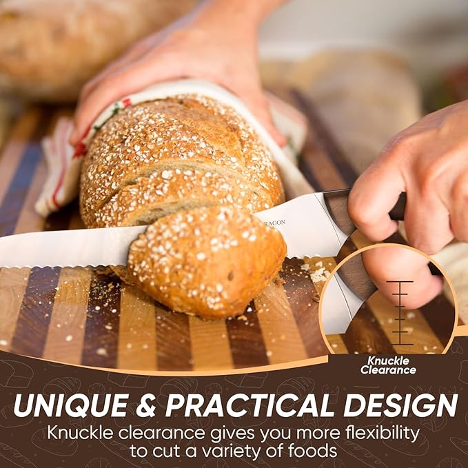 Purple Dragon Bread Knife, 9 Inch Serrated Knife for Homemade Bread Sourdough Cakes, Perfect Kitchen Baking Supplies for Effortless Cutting & Slicing, Gifts