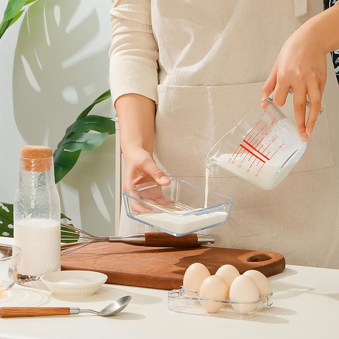 NUTRIUPS Mini Square Glass Baking Dish for Oven, Square Cake Pan Glass Casserole Dishes for Oven (4.5x4.5in 2 Pack)