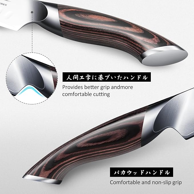 Carving Knife Set 3PCS, Japanese High Carbon Steel Brisket Slicing Knife Sets with Ergonomic Pakkawood Handle, Butcher Knife Breaking Knife Boning Knife for Meat Cutting