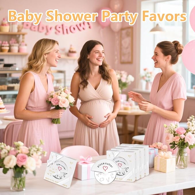 30Pcs Pizza Cutter Wedding Party Favors for Guests, White Mini Stainless Steel Pizza Cutter with Gift Box for Bridal Decoration Baby Shower Return Souvenirs Guest Prizes