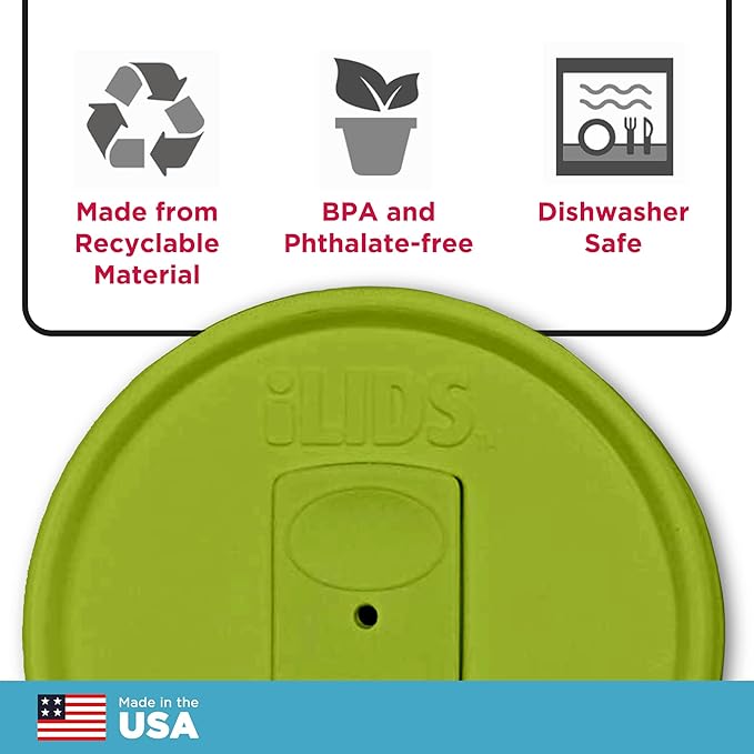 Mason Jar Drink Lid, Regular Mouth, Lime Green, Pack of 2