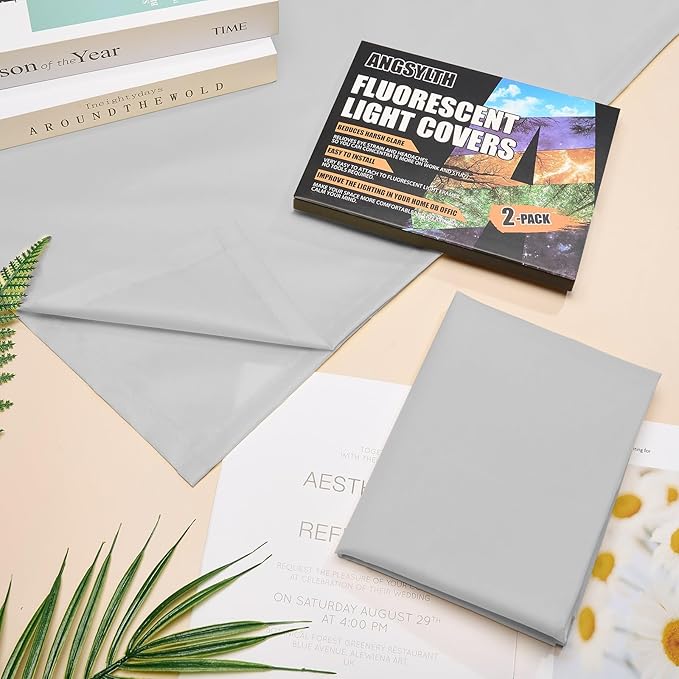 2 Pcs Fluorescent Light Covers - 4 x 2 Feet Covers for Ceiling Lights, Magnetic Light Filters for Classroom, Office, Hospitals, Home