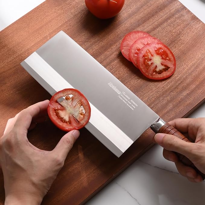 Chinese Cleaver Knife 8 Inch Professional Meat Cleaver Chefs Knife 90Cr18MoV Clad Steel Vegetable Knife Non-stick Rosewood Handle for Homes Restaurants Caidao