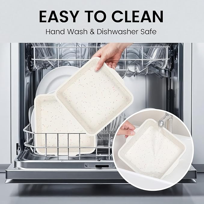 Vinino 8 inch Silicone Square Cake Pan with Metal Reinforced Frame, Nonstick Silicone Brownie Pans BPA Free Suitable for Making Cakes, Brownies, Bread