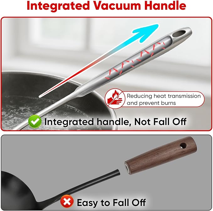 Newness 304 Stainless Steel Spaghetti Server and Spaghetti Tong, [Rustproof, Integral Forming, Durable] Pasta Spoon with Teeth with Vacuum Ergonomic Handle, Comfortable Grip Design Pasta Server