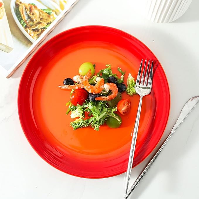 Hasense Ceramic Dinner Plates Set of 4, 10 Inch Premium Dinnerware Dishes,Salad Serving Plates Elegant & Durable, Oven, Microwave & Dishwasher Safe, Perfect for Family and Entertaining,Gradient Orange