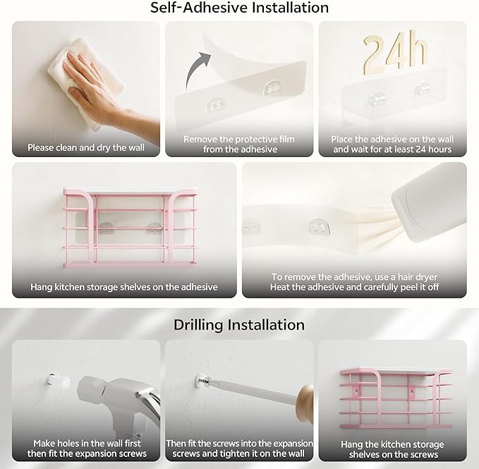 2 Pack Extra Large Stackable Pantry Storage with Bamboo Top,Wall Mount Trash Bag Dispenser Roll Holder for Kitchen Pantry Laundry Room,Pink