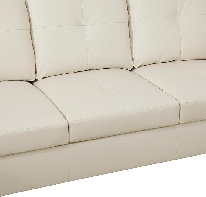 NicBex L Shaped Couch Sectional Couches for Living Room 2 Pieces Modern Sectional Sofa with Right Chaise Sectional Couch with Solid Frame for Living Room, Faux Leather, White