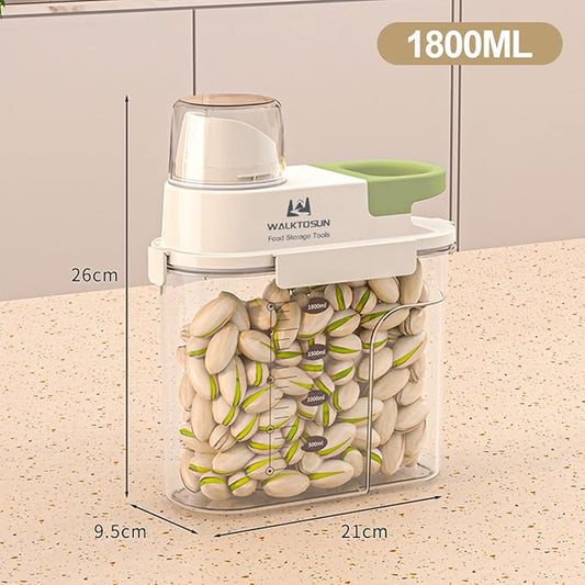 Cereal Containers Storage with Pour Spout Airtight Food Storage Containers Cereal Dispenser Sealed Kitchen Canisters for Nuts Flour Sugar Beans Dry Food, BPA Free (1800ml Green)