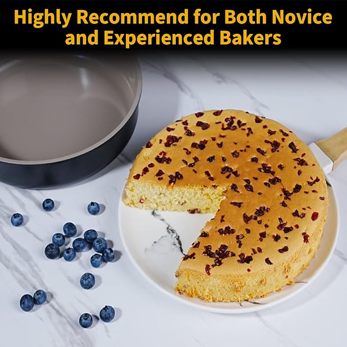 9.5 Inch Round Cake Pan,Cast Aluminum Bakeware Ceramic Nonstick for Cake Baking,Oven and Dishwasher Safe(Black)