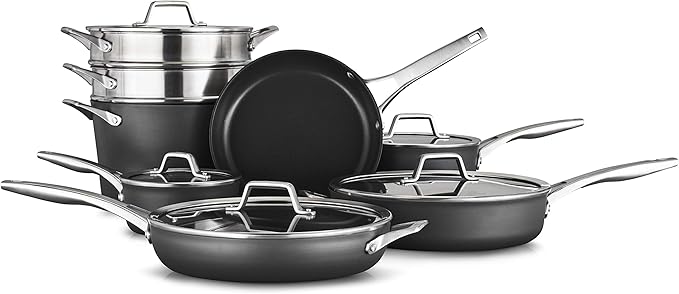 Calphalon Premier Hard-Anodized Nonstick Cookware Set, 8-Piece, Metal Utensil Safe, PFOA-Free