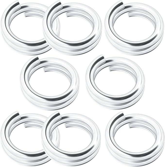 4pcs Jump Rings for Jewelry Making, 925 Sterling Silver Split Jump Ring, 8mm Double Loops Small Key Rings Open Connector Closures for Necklace Bracelets Jewelry Marking