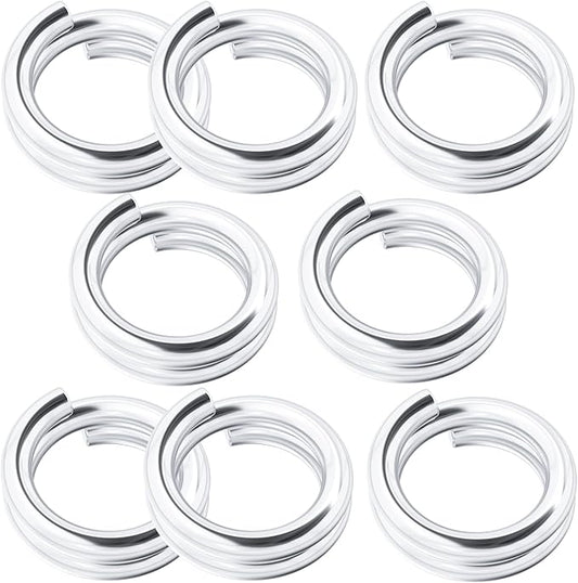 4pcs Jump Rings for Jewelry Making, 925 Sterling Silver Split Jump Ring, 8mm Double Loops Small Key Rings Open Connector Closures for Necklace Bracelets Jewelry Marking