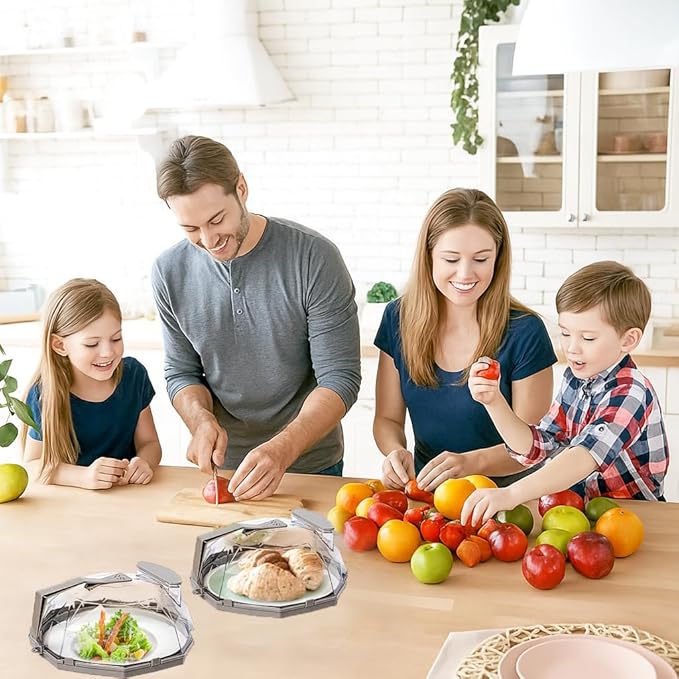 Microwave Splatter Cover 10 Inch BPA-Free, Microwave Cover with Silicone Guard Built-in Steam Vents, Anti-Scald Bowl Clips, Easy-Grip Handle, Durable splatter cover for Food Protection